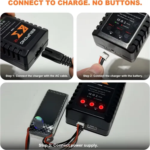 Miniatura 4 de Cargador de batería para batería LiPo 2S 3S, cargador de equilibrio para batería de enchufe XHR, cargadores Lipo para juguete y modelo RC