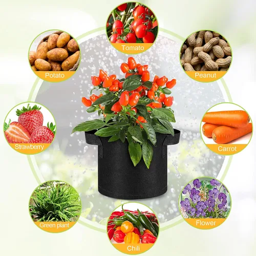 Miniatura 6 de Nuanchu 60 paquetes de bolsas de cultivo de 2 galones, maceta de tela de aireación a granel con asas, bolsas de jardín no tejidas gruesas