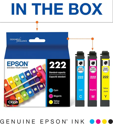 Miniatura 3 de Epson Cartuchos de tinta combinados de colores T222, capacidad estándar y cartucho de tinta negra T222, capacidad estándar