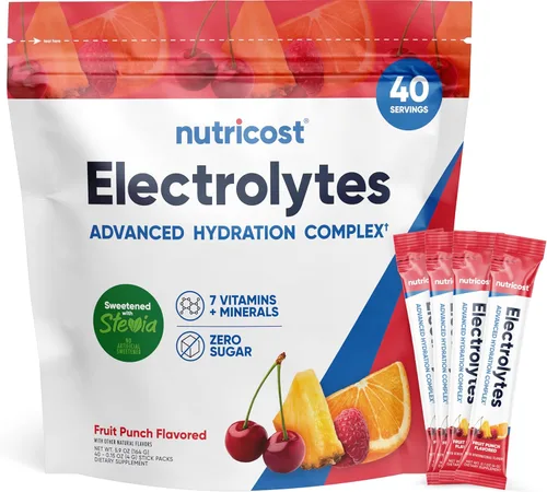 Miniatura 7 de Nutricost Complejo de electrolitos, sabor a frambuesa azul, 40 paquetes de varillas - Complejo de hidratación avanzada