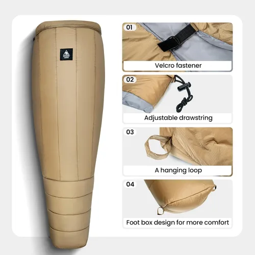 Miniatura 6 de OneTigris Featherlite Colcha Ultraligera para Dormir, Pesa 35oz, Colcha Superior Cálida para Hamaca 40 Grados, con Caja para Pies, Perfecta