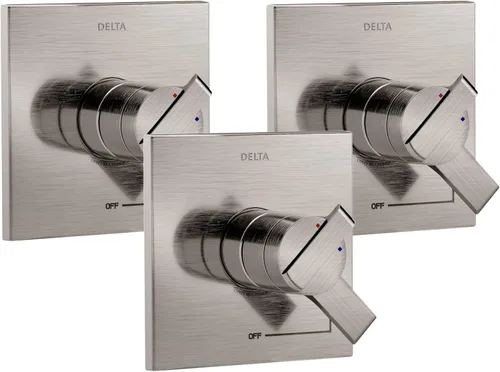 Delta Faucet Ara 17 Series Dual-Function Shower Handle Valve Trim Kit, Stainless T17067-SS (Valve Not Included) (Pack of 3)