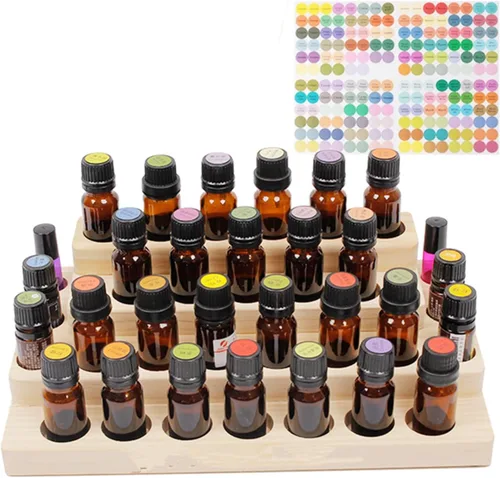 Miniatura 2 de Pure Vie Botellas de aceite esencial de 4 niveles, soporte de exhibición de almacenamiento de madera, soporte de presentación de exhibición