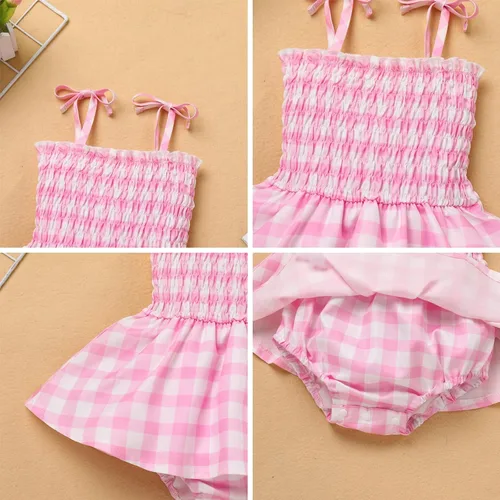 Miniatura 7 de Vestido de tutú sin mangas para niñas pequeñas, vestido de tela escocesa rosa, vestido de verano para niñas pequeñas, vestidos de fiesta de princesa