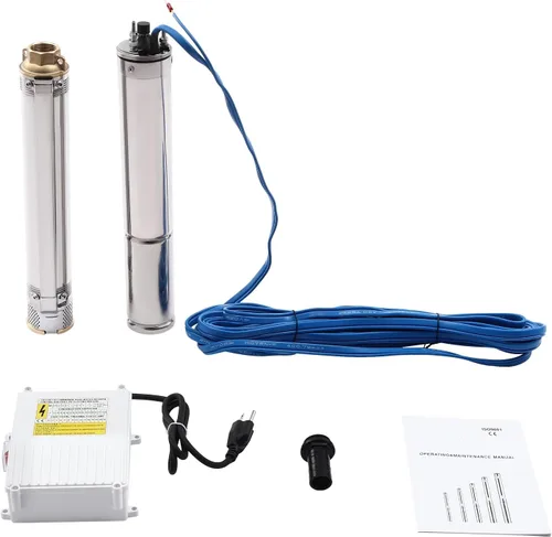 Bomba sumergible de pozo profundo, 110 V/60 HZ, 3420 RPM, 11.89 galones/min, bomba de agua de acero inoxidable con cable eléctrico de 65.62 pies,