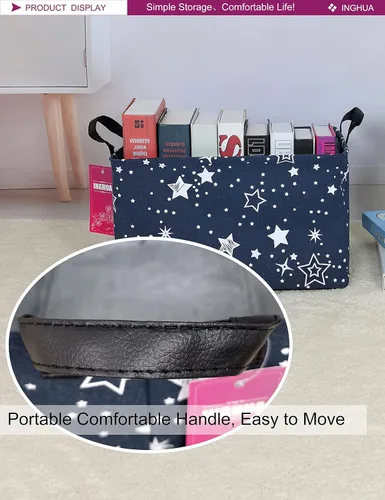 Miniatura 6 de Cesta de almacenamiento rectangular de tela, organizador de cesta para juguetes, libros, ropa, regalos, mascotas - Perfecta para el hogar, oficina