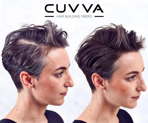 Miniatura 3 de CUVVA Fibras para la construcción del cabello (1.06 oz). Rellena instantáneamente el cabello fino y adelgazante para crear un aspecto más grueso