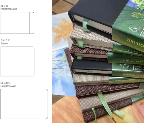 Miniatura 4 de Diario de acuarela, 3.5 x 5.5 pulgadas, 140 libras, 300 GSM, papel de algodón tumuarta para prensar en frío, 24 hojas, 48 páginas, cuadernos de Gris