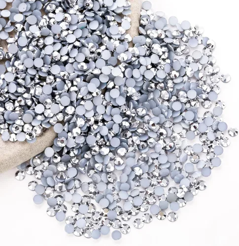 Miniatura 46 de Diamantes de imitación AB verdes a granel, 5000 piezas de diamantes de imitación de fondo plano redondos de gelatina AB sin fijación térmica, gemas