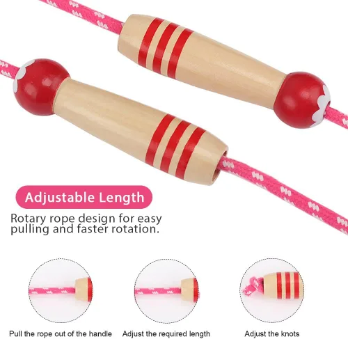 Miniatura 3 de Cuerda de Saltar para Niños, Cuerda de Saltar Ajustable de 7 Pies de Algodón con Mango de Madera para Niños y Niñas, Ejercicio al Aire Libre