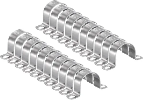Miniatura 50 de HARFINGTON 10 abrazaderas de conducto de 5/16 pulgadas y 0.315 in, abrazadera de tubo M8 U, correa de tubo rígida de acero inoxidable, soporte
