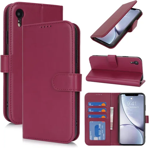 Miniatura 7 de Funda tipo cartera para iPhone XR con tarjetero, para iPhone Xr para mujeres y hombres, piel sintética a prueba de golpes con hebilla magnética