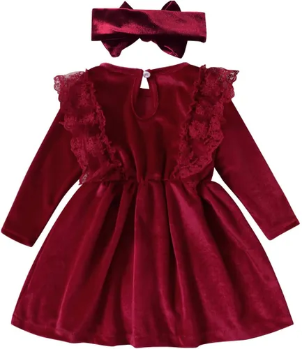 Miniatura 111 de IDOPIP Vestido tutú de terciopelo para niñas pequeñas, vestido de manga larga para princesa, Navidad, cumpleaños, fiesta, boda, vestidos de otoño e