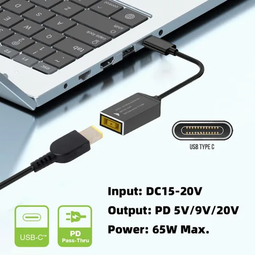 Miniatura 7 de CY Cable rectangular Jack Thinkpad X1 Entrada a USB-C Tipo-C Cable de carga para teléfono portátil PD9V 5V 20V