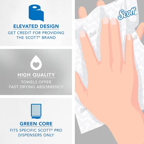 Miniatura 7 de Scott Professional Toallas de papel duro de alta capacidad, a granel (25700), enrolladas duras, diseño elevado, bolsillos de absorción, blanco