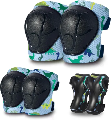 Miniatura 6 de Almohadillas de patineta para niños, coderas y muñequeras, equipo de protección, correas dobles fuertes y clips ajustables de fácil fijación