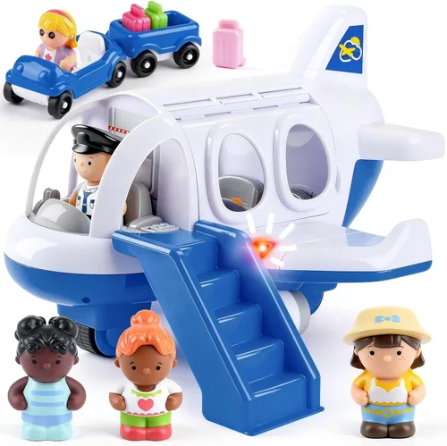 Juguetes de avión PLAY para niños - Juguetes de avión para niños pequeños, aviones de viaje para niños de 2 años en adelante con figuras pequeñas y