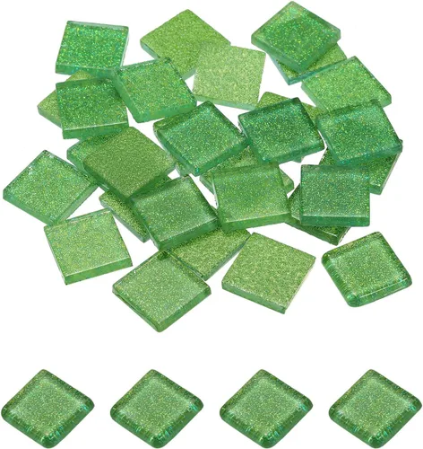 Miniatura 18 de MECCANIXITY Azulejos de mosaico, azulejos de vidrio, piezas de vidrio de mosaico de cristal brillante, cuadrados a granel, 0.8 x 0.8 in para Azul