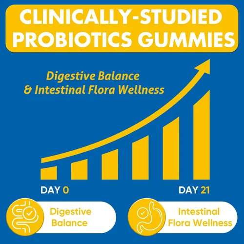 Miniatura 4 de Gomitas de probióticos y salud intestinal, 112.5 mil millones de UFC, sin azúcar, 8 cepas + prebióticos + hierbas - para digestivo, inmune, diarrea