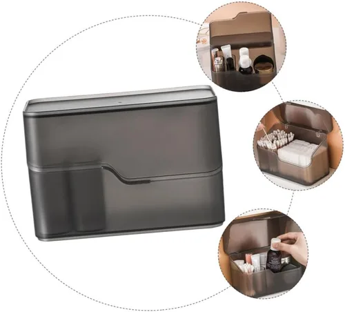 Miniatura 5 de FOMIYES Caja de almacenamiento cosmética Organizador de maquillaje Estante de almacenamiento Caja de escritorio Soporte de plástico
