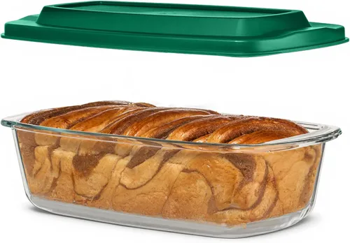 Razab LARGE 7.6 Cups/1800 ML/1.9 Qt Glass Loaf Pan with Lids - Meatloaf Pan BPA free Airtight Lids Grip Handle Easy Carry, Microwave and Oven Safe -