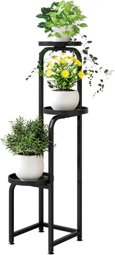 INGIORDAR - Soporte para plantas de interior y exterior, estante de metal de 3 niveles para múltiples plantas, soportes de flores de esquina para