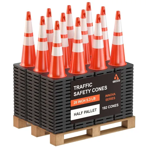 Miniatura 8 de GECCO ™ Paquete de 8 conos de tráfico naranjas de 28 pulgadas y 5.3 libras con agujero para la cadena, conos de seguridad, conos naranjas, conos