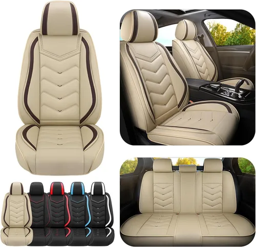 Miniatura 16 de ADERN Fundas de asiento de automóvil para Nissan Altima 2001-2026, funda de asiento de automóvil de piel de napa premium, elegantes fundas de Beige
