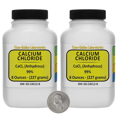 Cloruro de calcio [CaCl2] 99% ACS Grado Prills 1 Lb en dos botellas ahorradoras de espacio
