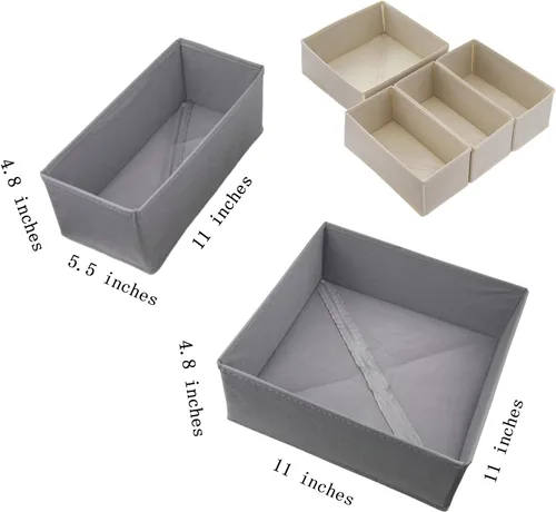 Miniatura 3 de Bructhun - Juego de 4 organizadores de cajones de tela para ropa, ropa interior, calcetines y sujetadores, divisores de tocador de 11 pulgadas