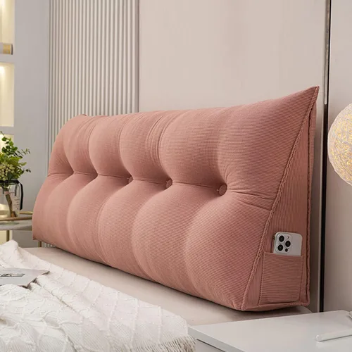 Miniatura 11 de Cojín triangular grande para cabecero de lectura, almohada para reposo en cama, respaldo triangular, respaldo de forro polar, soporte de Gris