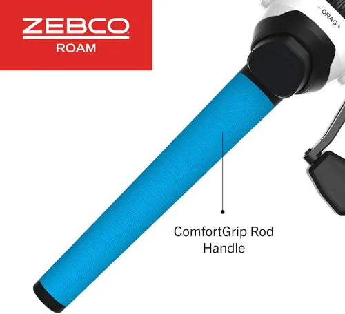 Miniatura 6 de Zebco Roam Spincast Carrete y Combo de caña de pescar, caña de pescar de fibra de vidrio de 2 piezas de 6 pies con mango ComfortGrip, carrete