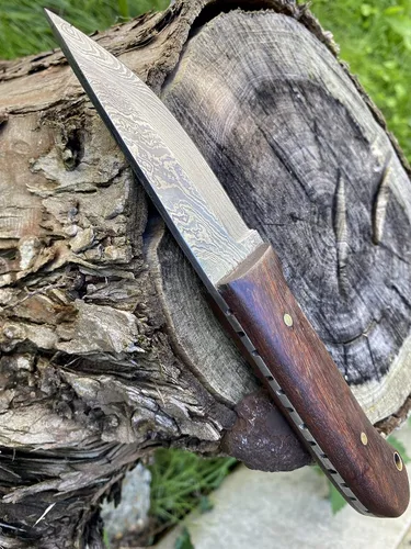 Miniatura 7 de Venta - Cuchillo de caza de Damasco hecho a mano personalizado Hermoso cuchillo de Bushcraft con funda y sacapuntas de cuchillo