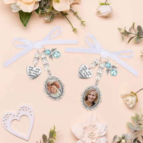 Miniatura 2 de Personalized Wedding Bouquet Photo Charms Custom Bouquet Charms for Wedding Memory Bridal Lacy Photo Charm You Are Always in My Heart Charm for Foto