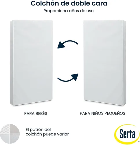 Miniatura 9 de Serta Perfect Start Cuna y colchón limitados para bebé y niño pequeño de doble cara, núcleo de fibra transpirable, certificado GREENGUARD Gold