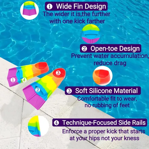 Miniatura 80 de Gugmoy Kids Swim Fins,Comfortable Silicone Flippers for Swimming and Diving,Size Suitable Beginners Kids Girls Boys Adults