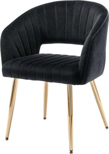Miniatura 16 de Westice Juego de 1 silla de escritorio de terciopelo para oficina en casa, sillas modernas copetudas con patas de metal dorado, sillón tapizado