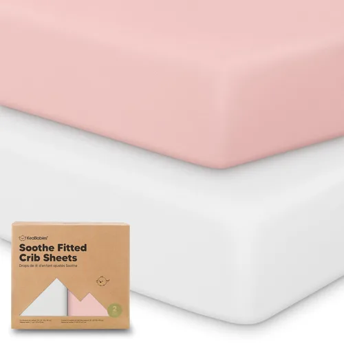 KeaBabies Paquete de 2 sábanas orgánicas para cuna para niños y niñas, sábana bajera ajustable de 52 x 28 pulgadas, funda de algodón de jersey Rosa
