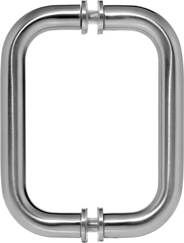 Miniatura 4 de Dynasty Hardware Tirador tubular de puerta de ducha de 6 pulgadas para puertas de ducha sin marco, níquel satinado, con arandelas de moldura