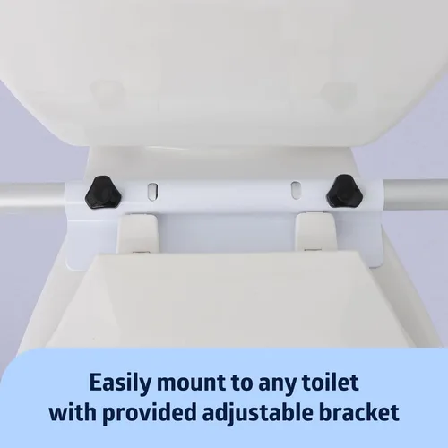 Miniatura 3 de Riel de seguridad plegable para inodoro con altura ajustable, ajuste universal para asientos estándar o elevados, marco de aluminio, reposabrazos