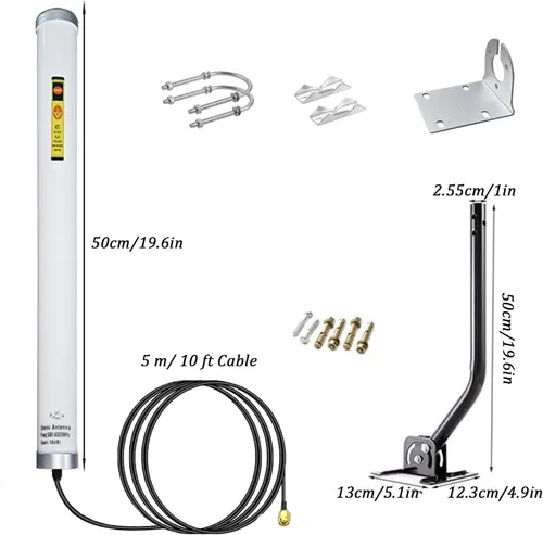 Miniatura 3 de Signalplus Antena celular omnidireccional omnidireccional de banda ancha WiFi 4G LTE y 5G GSM UMTS CDMA 10dBi 600-6000mhz para exteriores