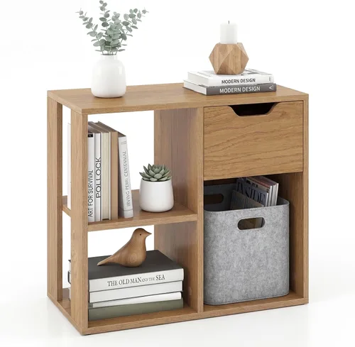 Miniatura 16 de LOKO 3-Cube Bookshelf with Drawer Set of 2, 2-Tier Open Shelf Bookcase, Freestanding Display Shelf, Modern Home Storage Organizer, Shelving Unit for