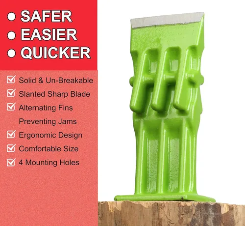 Miniatura 2 de SPEED FORCE Divisor de madera manual para leña, divisor de troncos portátil, cabeza de punta de cuña, sin hacha, 3 pulgadas, verde con cubierta