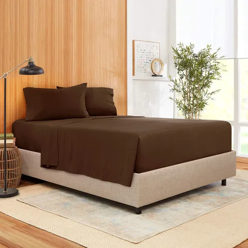 Miniatura 9 de Juego de ropa de cama de 800 hilos de 4 piezas, 100% algodón egipcio, color negro, sábana bajera ajustable de algodón de fibra larga, se adapta a