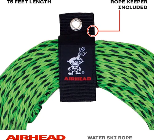 Miniatura 3 de Airhead - Cuerda de esquí acuático con mango de EVA, 1 sección para tubos, esquís acuáticos y tablas de wakesurf, verde y negro