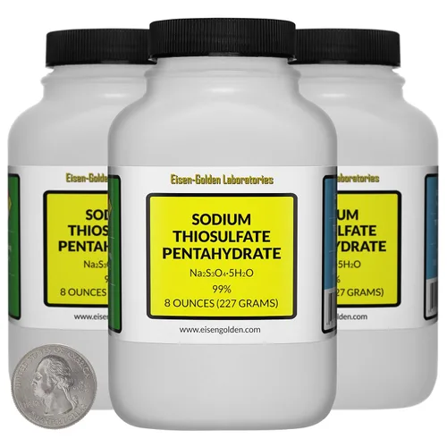 Miniatura 14 de Tiosulfato de sodio pentahidrato [Na2S3O3.5H2O] Cristales de grado AR 99% 1 Lb en dos botellas