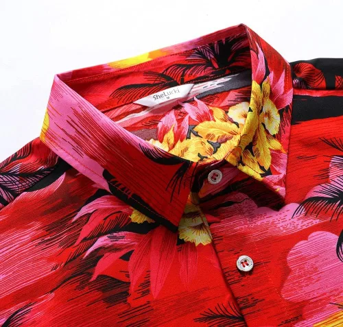 Miniatura 5 de SheLucki - Camisa hawaiana para hombre, unisex, estilo informal, manga corta, con botones y estampado de sombra de palmeras, para el verano