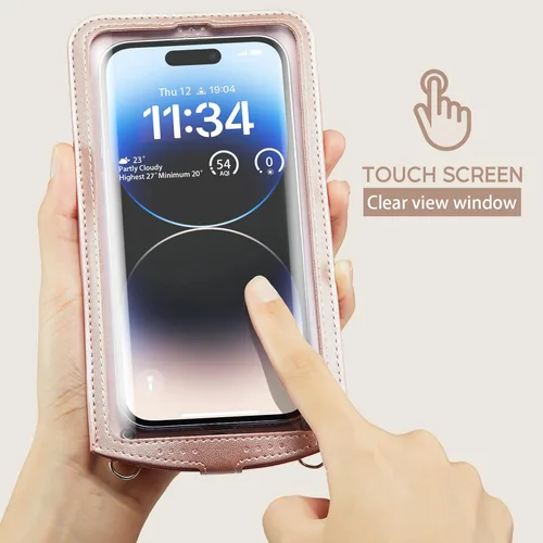 Miniatura 3 de Bolso cruzado pequeño para teléfono celular para mujeres y hombres, mini bolso de hombro de cuero, estuche tipo billetera con ranura para tarjetas