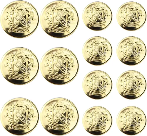 Miniatura 7 de Juego de 14 botones de metal para blazer, botones dorados para blazer, botones metálicos extraíbles sin costuras de 0.71 pulgadas y 0.91 pulgadas