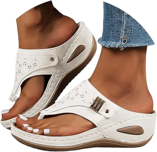 Miniatura 6 de Sandalias ortopédicas para mujer, sandalias de cuña con soporte de arco, sandalias de playa cómodas y elegantes para el verano 2025